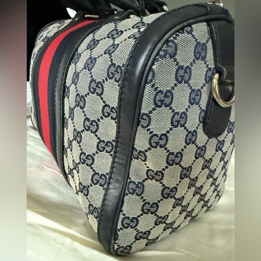 Gucci Blue and Red Striped Boston Bag - Picture 6 of 17